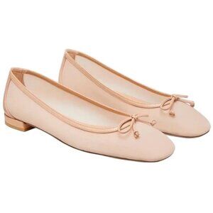 Stuart Weitzman Arabella Leather Trimmed Mesh Ballet Flats Ginger Size 8